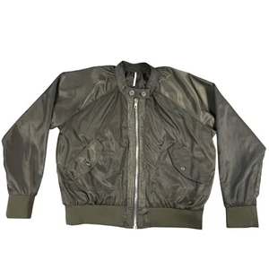 Free People Army Green Olive Military Style Midnight Bomber Jacket Size Medium - Picture 1 of 7