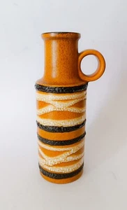 ♥ VASO IN CERAMICA WEST GERMANY DESIGN VINTAGE FAT LAVA MIDCENTURY BROCCA FASCE - Imagen 1 de 6