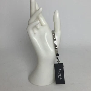 Kate Spade Bangle Bracelet Set In Stone Clear Crystal Hinged Silver Tone New Tag - Picture 1 of 12