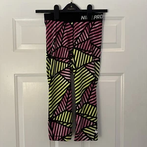 Nike Pro Dri Fit Abstract Striped Cropped Leggings - Size S - Picture 1 of 5