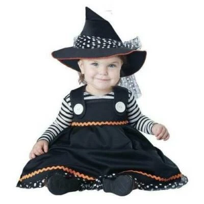 Toddler Crafty Witch Halloween Costume 12/18 mths 2 Pc Black Dress & Hat Girls - Image 1 of 4