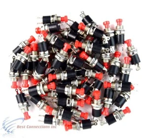 50 pcs Mini Push Button SPST Momentary N/O Switch Red 2 Pins 50 Pack NB-602 - Picture 1 of 3