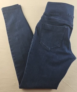 Hue Women's Size S Dark Blue Denim Knit Skinny Leggings Mock Front Pockets - Picture 1 of 11