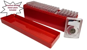 20er-Pack 24 mm Premium Münzplattenhalter & rotes Etui für US-Quartiere - Bild 1 von 9