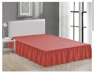 SHEETS & BEYOND WRAP AROUND SOLID MICROFIBER RUFFLED 14" DROP BEDSKIRT -TWIN-RED - Picture 1 of 3