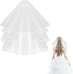Schleier Braut Kurz Brautschleier Damen Schleier mit Haarnadel Eleganter Tüll Sc - Bild 1 von 8