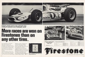 1967 Firestone: Indianapolis More Races Are Won Vintage Print Ad - Picture 1 of 1