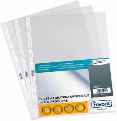 Favorit Buste Trasparenti A4, 50 Pezzi, 22 X 30 Cm - Immagine 1 di 4