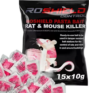 Roshield 45 Mouse Mice Rat Pasta Bait Killer Poison Control Sachet Kit- Fast - Picture 1 of 12