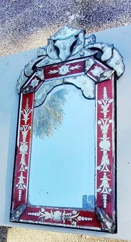 Antique Wall Mirror Murano Glass Venice Italy Cover