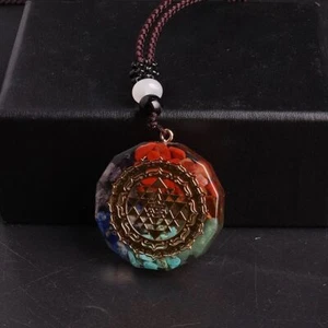 Collana donna uomo uomo ciondolo orgonite cristallo naturale 7 chakra guarigione talismano - Foto 1 di 14