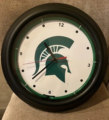 Reloj de neón Michigan State Spartans Mancave (14") NUEVO EN CAJA Foto 1 de 3