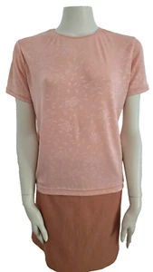 T-shirt vintage donna anni 90 pesca stampa floreale manica corta M/L jersey elasticizzato - Foto 1 di 7