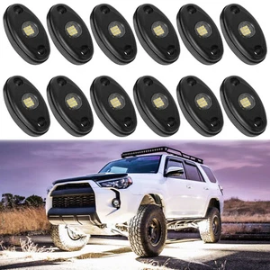 12PCS White LED Pods Rock Lights Underbody Kit Music Control APP For Toyota RAV4 - Picture 1 of 11