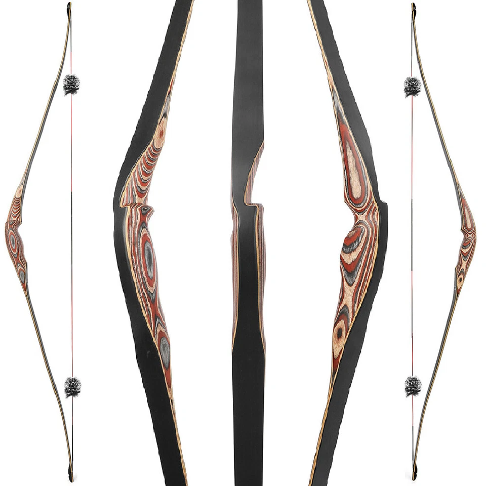 58" Triangle Longbow Traditional Bow 20-50lbs Archery Bamboo Recurve Bow Hunting - Image 1 of 4