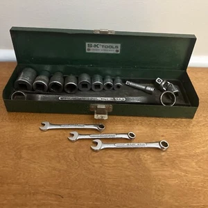 Vintage S-K Wayne Tools 1/2" Drive Tool Set-Mixed Sockets-Original Metal Case - Picture 1 of 24