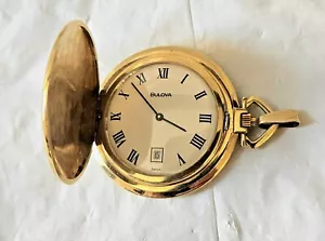 Vintage Gold-Plated Bulova Pocket Watch, 1970s, 17 Jewel, Working, Swiss Made - Picture 1 of 7