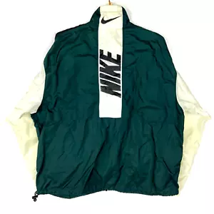 Giacca a vento Nike vintage grande verde foderata con zip intera - Foto 1 di 9