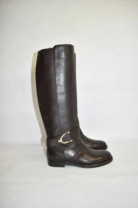 AUTHENTIC $1500 Gucci Riding Boots LEATHER Harness GOLD Buckle BIKER 36.5 (JB21) - Picture 1 of 8