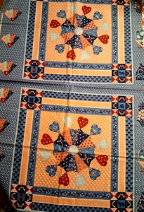 Springs Industries "I Love Country" Pattern 6577 Blue With Multicolored Hearts - Picture 1 of 3