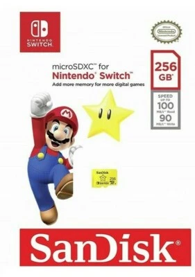 SanDisk Nintendo Switch Micro SD 256GB SDXC Memory Card Nintendo Licensed 100MBs - Image 1 of 2
