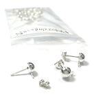 20 Silver 6mm Half Ball Stud Earring Findings With Loop for Charms and Backings