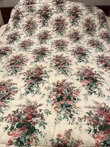 Vintage CROSCILL Chartwell Rose Floral Twin comforter bedskirt cottage chic set - Picture 1 of 24