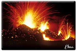 Aimant Rectangulaire Réfrigèrateur Coulée Lava Sicile Volcan Etna Éruption - Picture 1 of 1