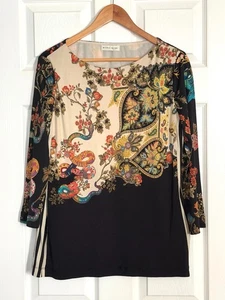 ETRO Womens 100% Silk Italy Multicolor Floral Long Sleeve Top Sz EU 46 US 14 - Picture 1 of 10