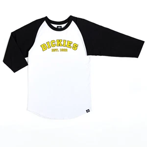 Dickies Raglan Baseball T-Shirt Men’s Medium White Black Logo 3/4 Sleeve Tee - Picture 1 of 11