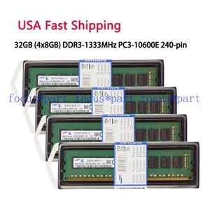 Samsung 32 GB 4x8 GB ECC UDIMM PC3-10600E DDR3-1333 MHz 1,5 V RAM para estación de trabajo EE. UU. - Imagen 1 de 5