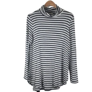 a.gain gestreifte stretchige lockere Rollkragenbluse schwarz-weiß Größe L - Bild 1 von 8