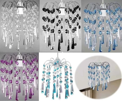 Modern Chandelier Ceiling Ely Light Shades Acrylic Droplet Pendant Crystal Beads - Image 1 of 4