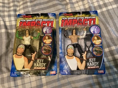 JEFF HARDY 2006 TNA IMPACT 2 FIGURES LOT SERIES 1 & 2 GREEN SLEEVES MARVEL TOYS! - Image 1 of 4