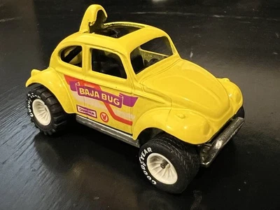 风火轮 Real Riders Baja Bug 黄色,白色轮毂盖车轮,BP 1983 LOOSE — 第 1/4 张图片
