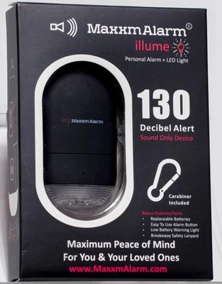 MaxxmAlarm SOS Alert Personal Security Alarm 130dB Loud LED Light + Lanyard - Image 1 of 4
