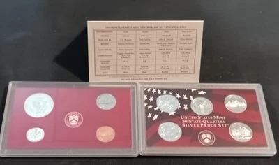 1999 S United States Mint Silver Proof Set Includes 5 State Quarters - Image 1 of 3