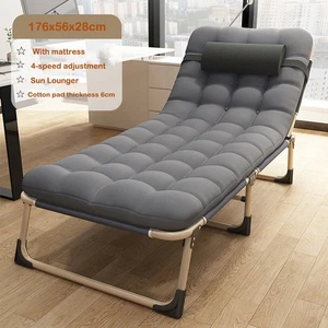 Sonnenliege klappbar Gartenliege Liege 176cm Strandliege Gästebett mit Matratze - Bild 1 von 9