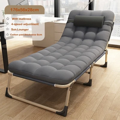 Sonnenliege klappbar Gartenliege Liege 176cm Strandliege Gästebett mit Matratze - Bild 1 von 4