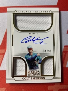 2025 Panini National Treasures Colt Emerson Auto Triple Patch #/99 On Card - Picture 1 of 7