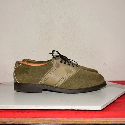 Allen Edmonds Polo Oxford Zapato Confort Cuero Gamuza Oliva Hombres EE. UU. 8 D Foto 1 de 4