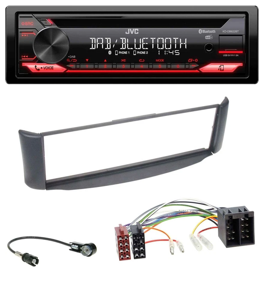 JVC CD DAB USB Bluetooth MP3 Autoradio für Smart ForTwo 450 grau ohne Metallscha - Bild 1 von 4