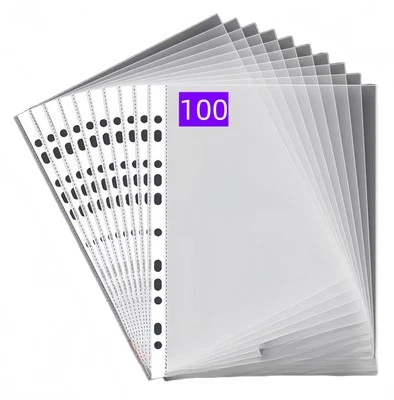 100 Buste Trasparenti Anelli A4 Cartelline Trasparenti A4 in PP Ecologico 0.06mm - Immagine 1 di 4