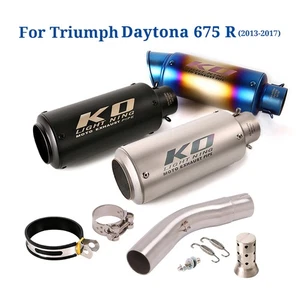 Slip For Triumph Daytona 675R 2013-2017 Exhaust Tips Short Muffler Mid Link Pipe - Picture 1 of 15