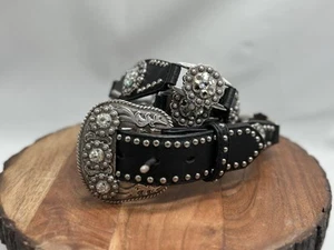 NOCONA Cowgirl XL schwarz Leder Schmuck Strass & Nieten Western Gürtel Rodeo - Bild 1 von 11