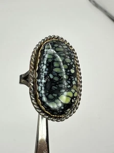 Anillo Turquesa Matriz Telaraña Esterlina Nativo Americano Peón Antiguo Talla 9.5 VNT - Imagen 1 de 17