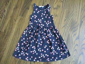 H&M Girls Heart Print Navy Tank Dress Size 6-8y ~ VGUC - Picture 1 of 4