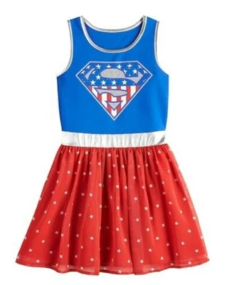 Niñas DC Comics Super Girl Hero Vestido Azul Rojo Disfraz Juegos con disfraces Talla Grande Nuevo con Etiquetas  Foto 1 de 2
