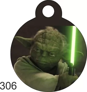 Etichette per animali domestici rotonde Made in USA personalizzate incise ID tag cane gatto carino Yoda starwars - Foto 1 di 4