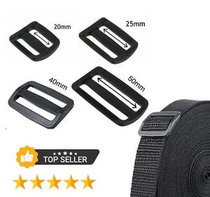 PLASTIC DELRIN 3 BAR SLIDES TRI GLIDE BUCKLES BLACK FOR WEBBING SIZE 20MM - 50MM - Picture 1 of 8